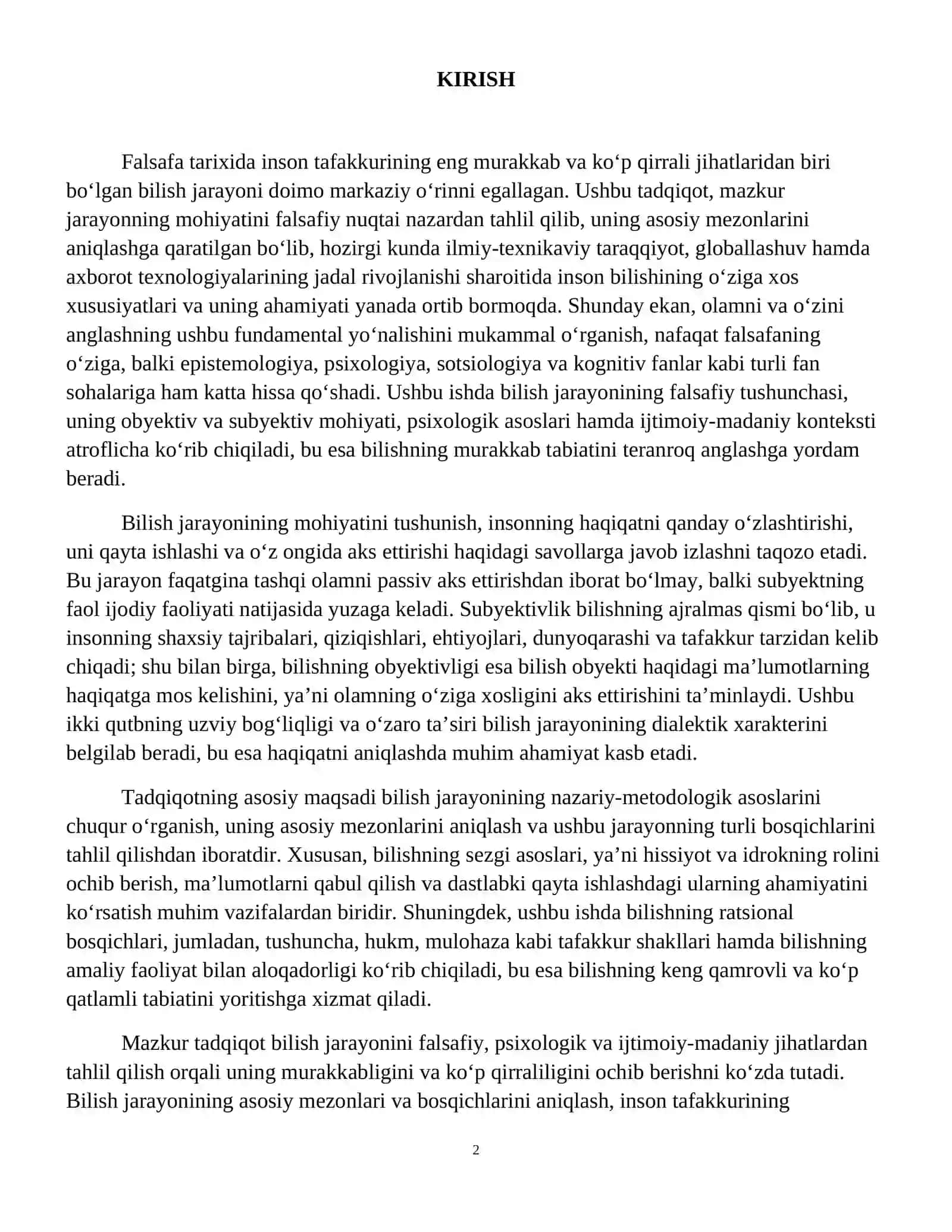 Bilish jarayonining mohiyati va asosiy mezonlari. 3