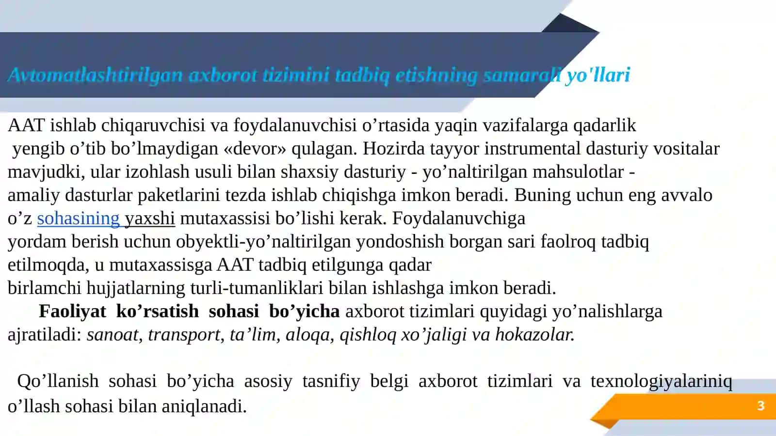 AVTOMATLASHTIRILGAN O’QITISH DASTURLARINIAMALIYOTDAQO’LLASH 3