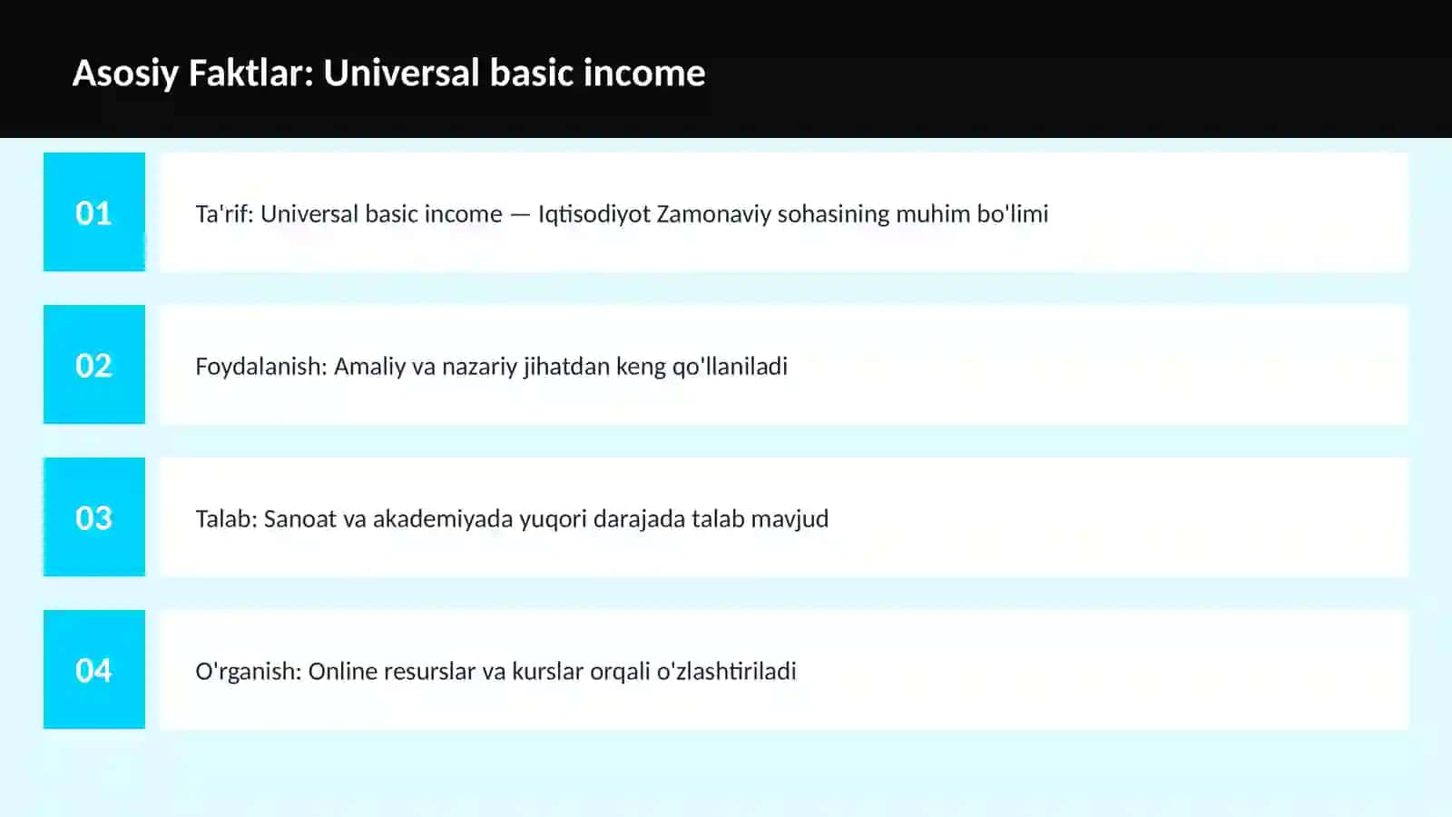 Mavzuga Kirish — Universal basic income 3