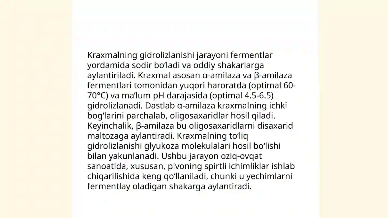 Kraxmalning gidrolizlaniwiga sòlak tarkibidagi aminaza fermentini tasirini aniqlash 3