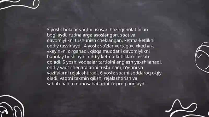 Turli maktabgacha yoshdagi bolalarda vaqtni idrok qilishga o'rgatish 3
