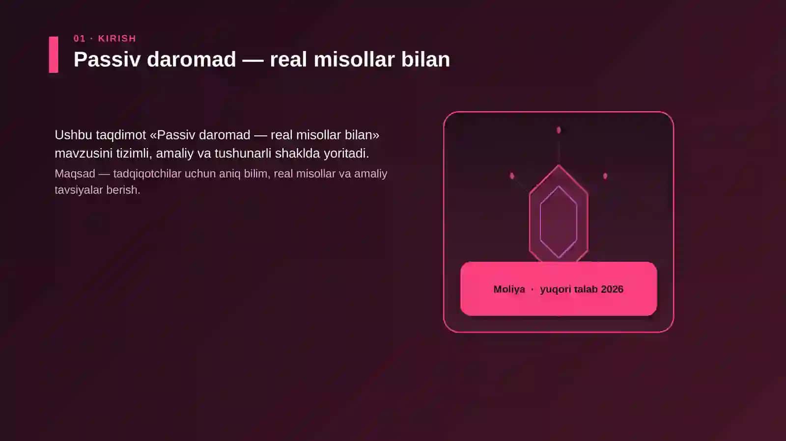 Passiv daromad — real misollar bilan 3