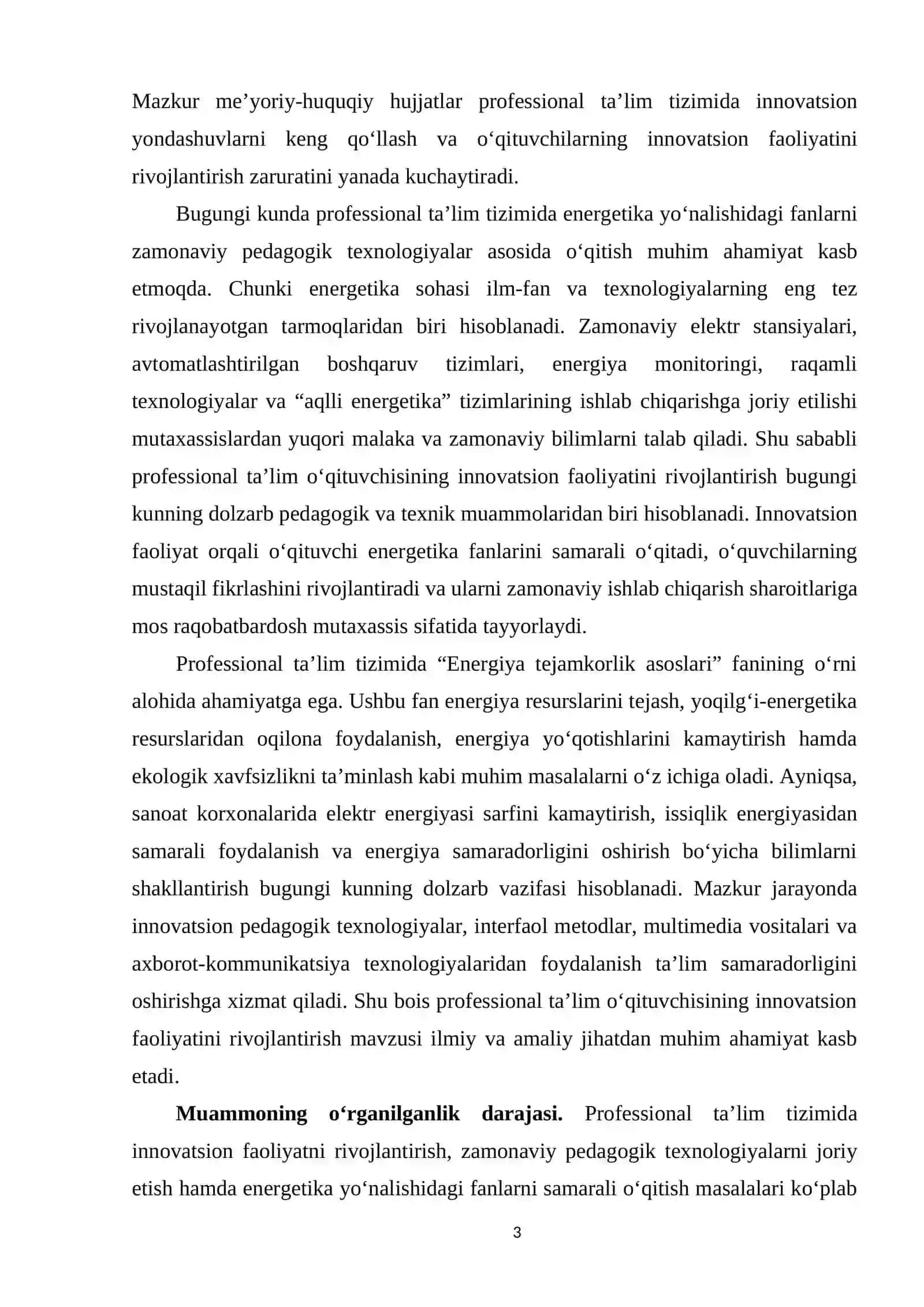 PROFESSIONAL TA’LIM O‘QITUVCHISINI INOVATSION FAOLIYATINI RIVOJLANTIRISH 3