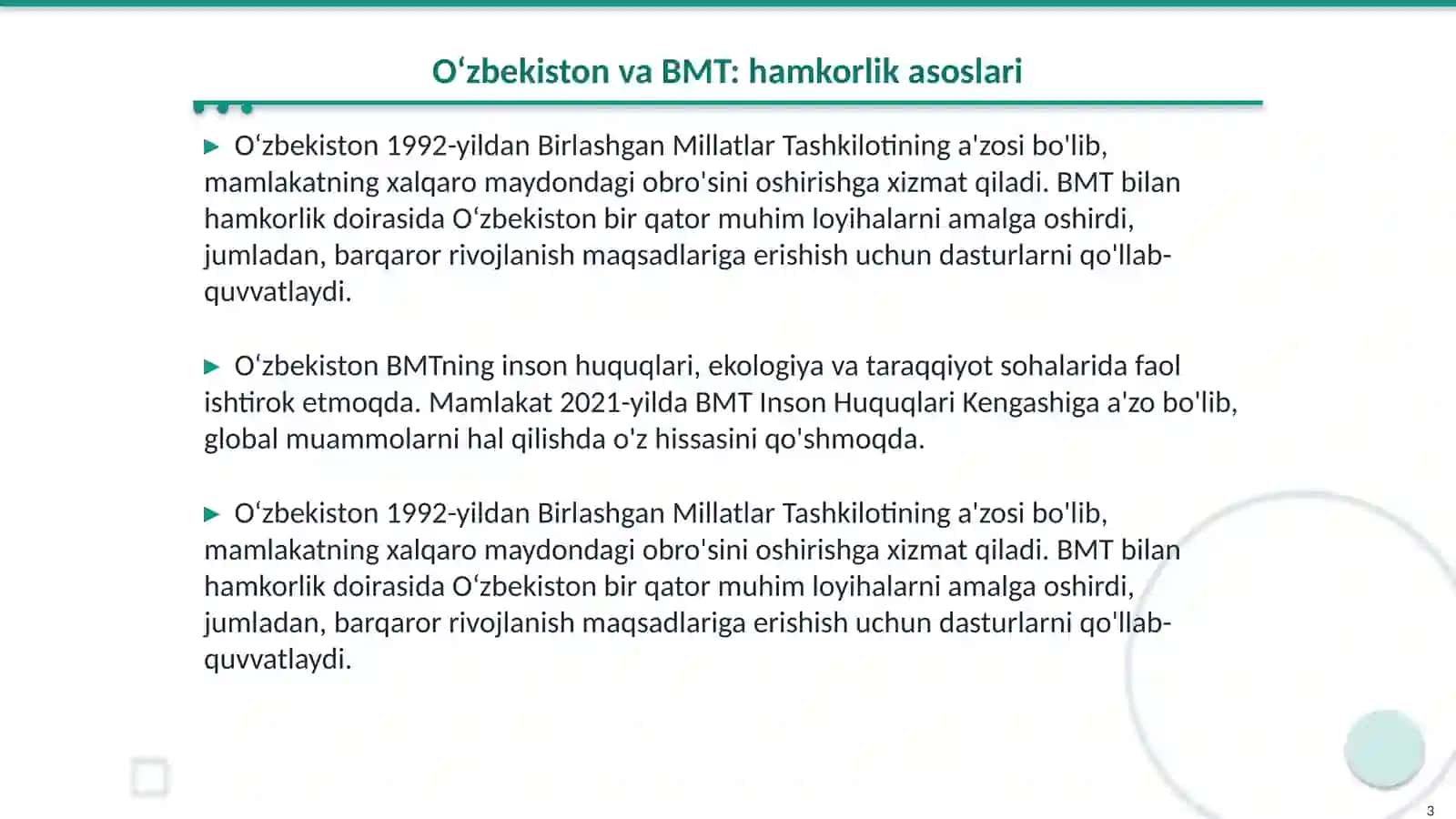 O‘zbekiston va BMT: hamkorlik asoslari 3