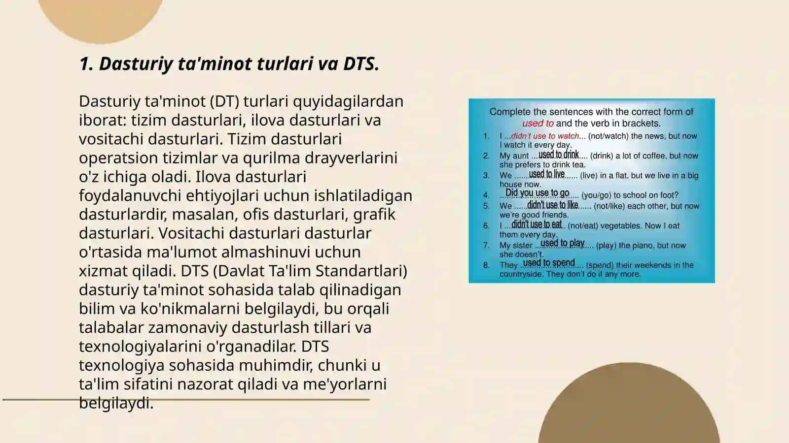 Uquv dasturi DTS va ularning tahlili 3