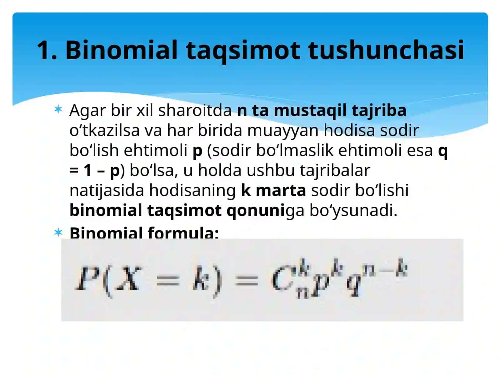 Binomial taqsimot qonuni 3