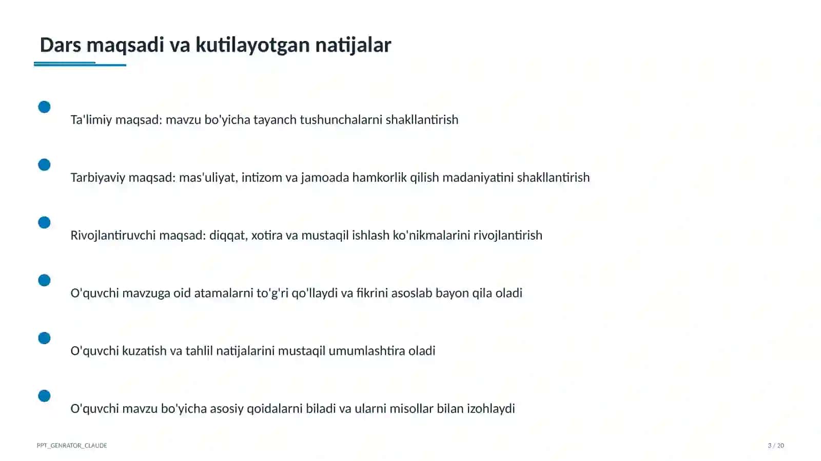 Dars rejasi 3