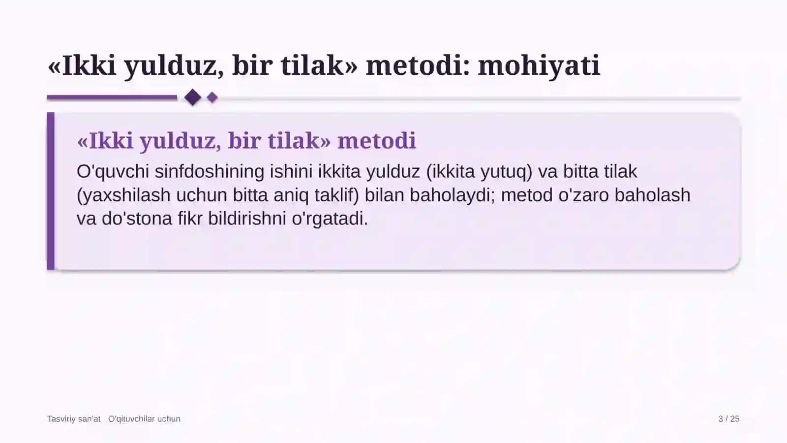 tasviriy san'at darslarida ikki yulduz bir tilak metodidan foydalanish 2855 3