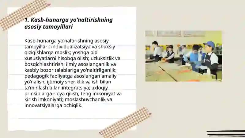 Kasb-hunarga yo‘naltirish tamo-yillari, shakl va metodlari 3