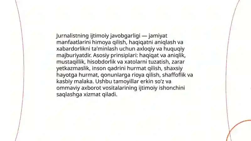 Jurnalistning ijtimoiy javobgarlik tamoyillari: huquqiy va axloqiy aspekt 3