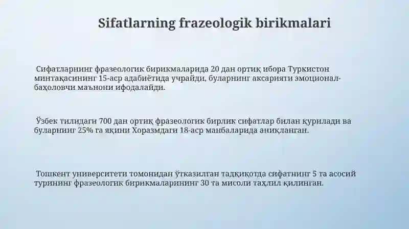 Sifatlarning frazeologik birikmalari 3