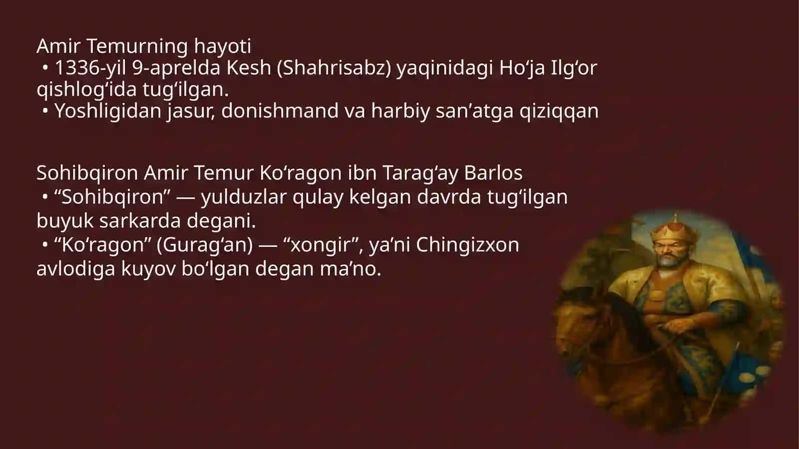 AMIR TEMUR-BUYUK DAVLATARBOBI!(1336-1405) 3