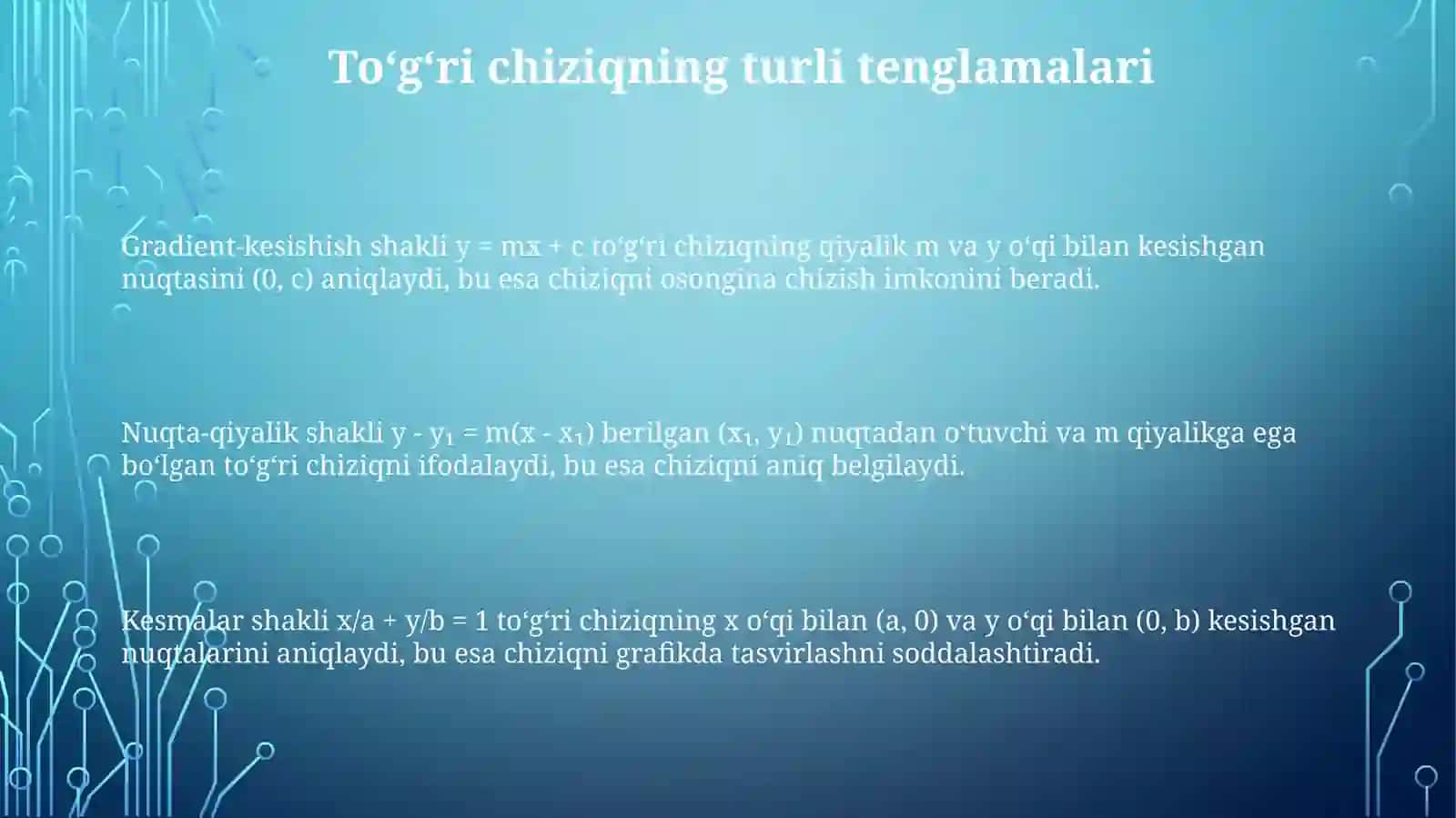 Tekislikda toʻgʻri chiziq tenglamalari 3