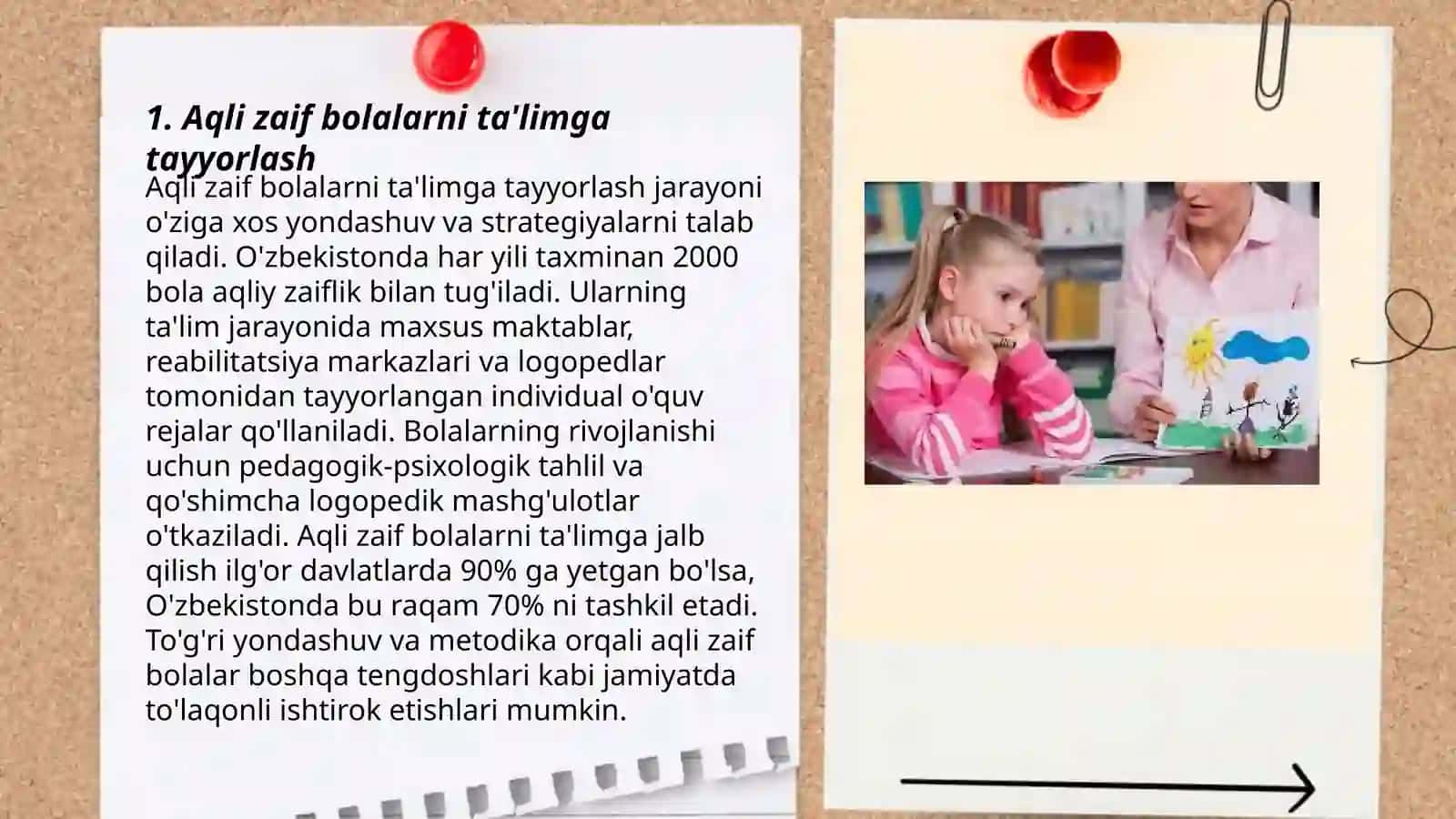 Aqli zayif bolalar bilan tarbiyaviy ishlar olib borish 3