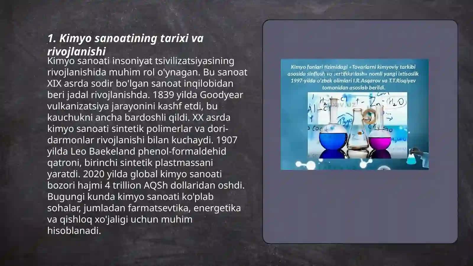 Kimyo fanining sanoat va xalq xoʻjaligi rivojidagi ahamiyati 3