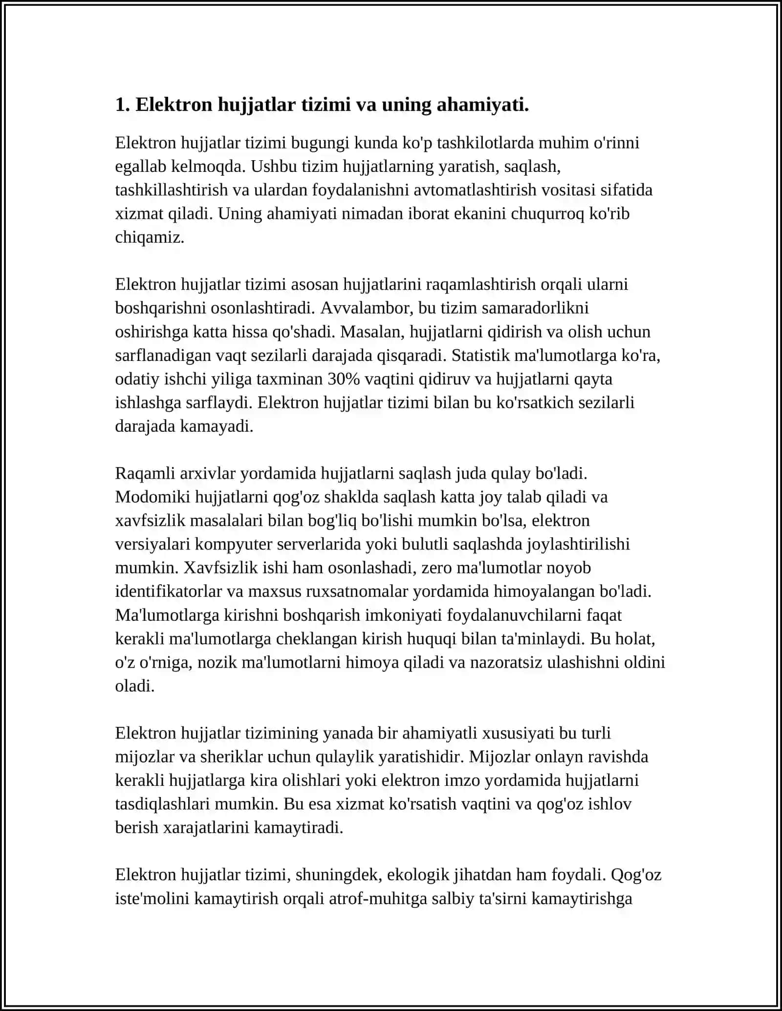 MUSTAQIL ISH Mavzu: HUJJAT AYLANISHI. ELEKTRON HUJJATLAR 3