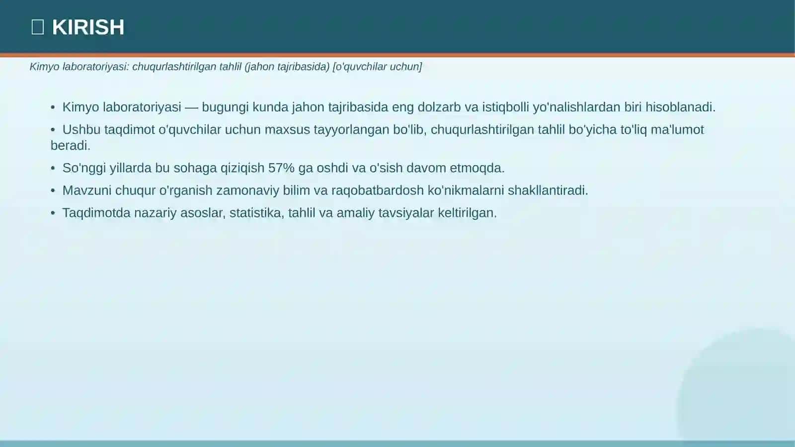 Kimyo laboratoriyasi: chuqurlashtirilgan tahlil (jahon tajribasida) [o'quvchilar uchun] 3
