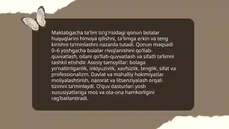 Maktabgacha ta'lim tizimiga oid boʻlgan meʼyoriy hujjatlar bilan tanishtirish 3