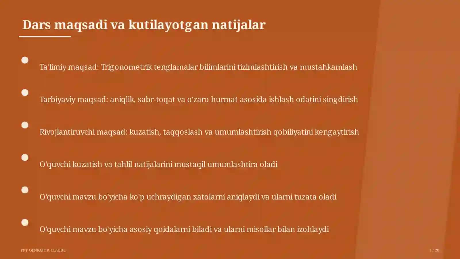 Trigonometrik tenglamalar (10-sinf) 3