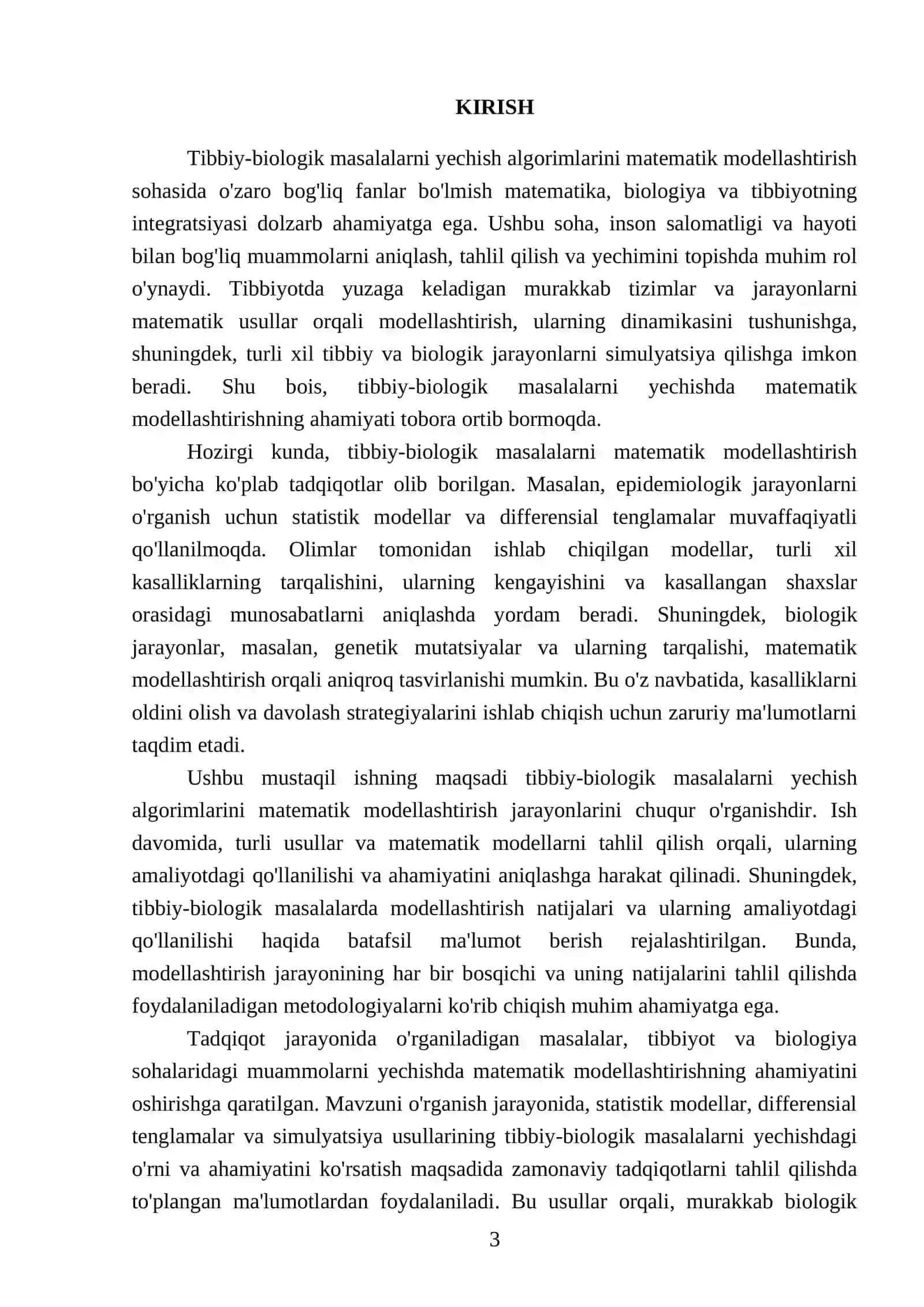 Tibbiy-biologik masalalarni yechish algorimlarini matematik modellashtirish 3