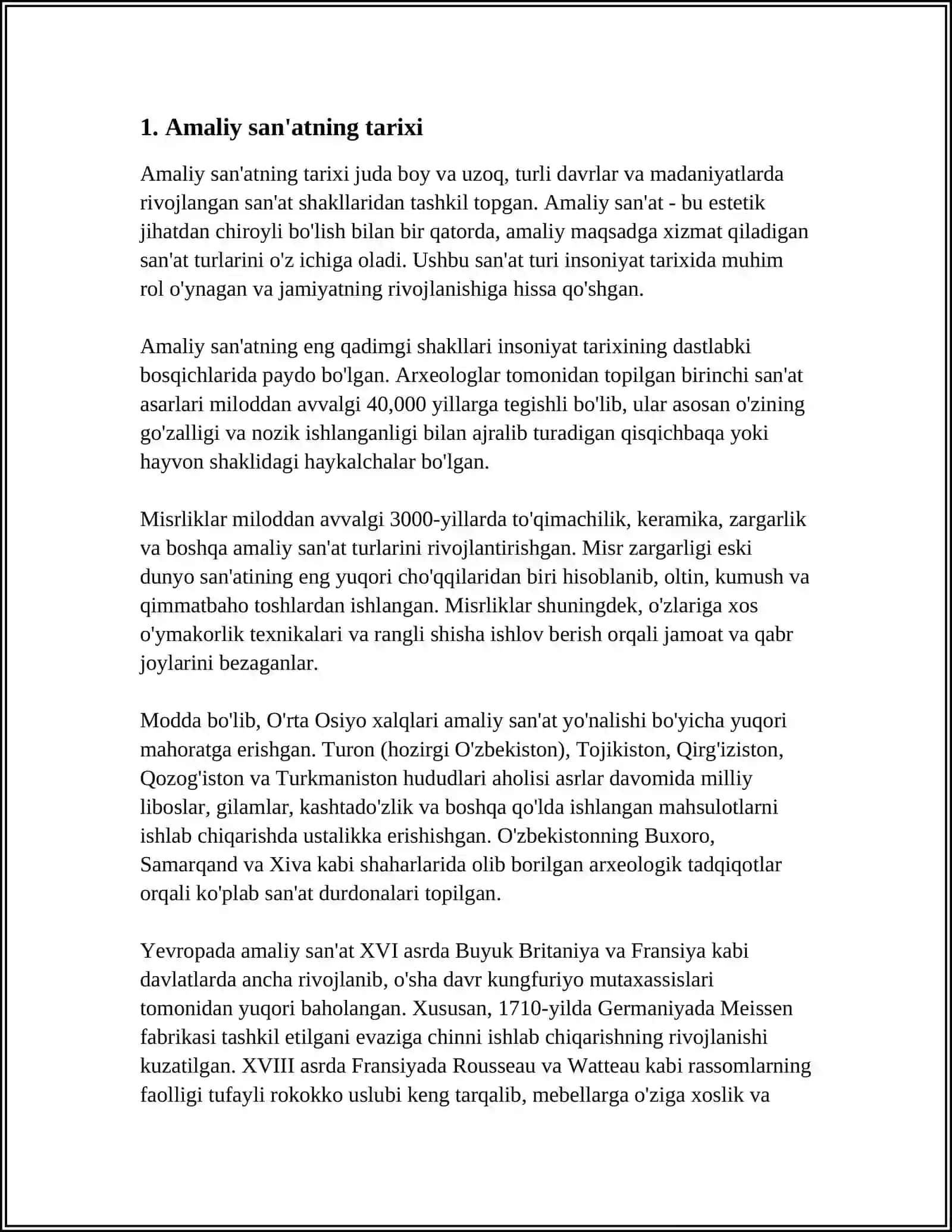 AMALIY SAN'AT VA UNING TURLARI.NAQQOSHLIK SAN'ATI HAQIDA MA'LUMOT TO'PLASH.NAQQOSHLIK TEXNALOGIYASIDA FOYDALANILADIGAN ASBOB-USKUNALAR,MATERIALLAR VA ULARDAN FOYDALANISH HAQIDA MA'LUMOT TO'PLASH 3