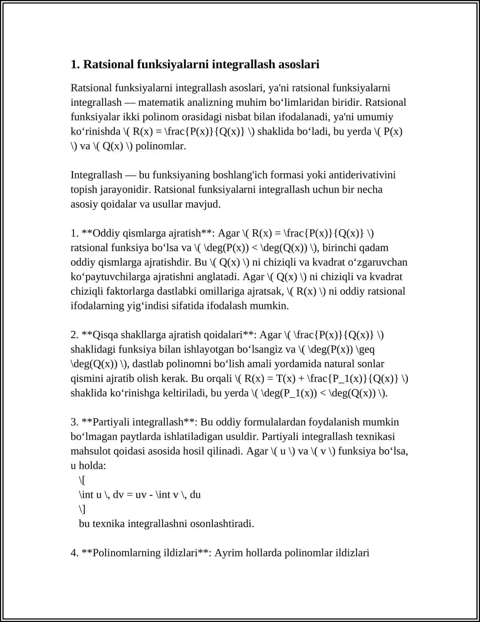 RATSIONAL FUNKSIYANI INTEGRALLASH 3