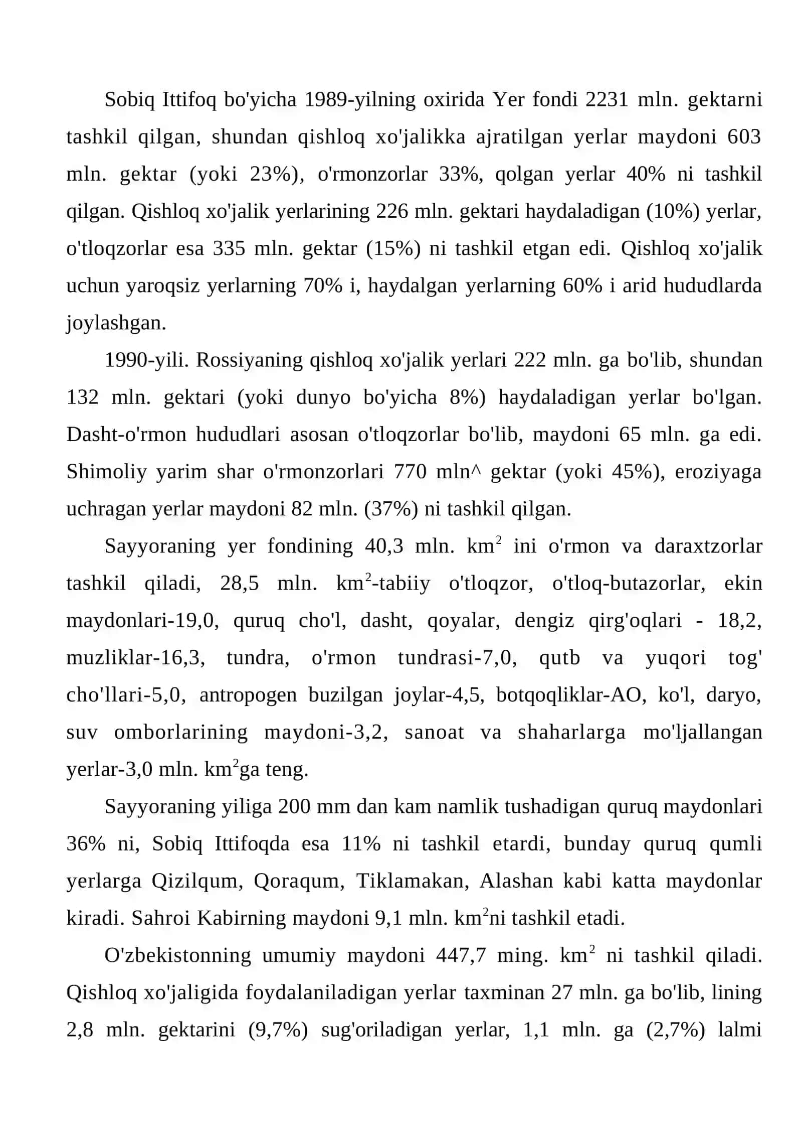 Yer (litosfera) zaxiralari, ularning ahamiyati va muhofazasi 3