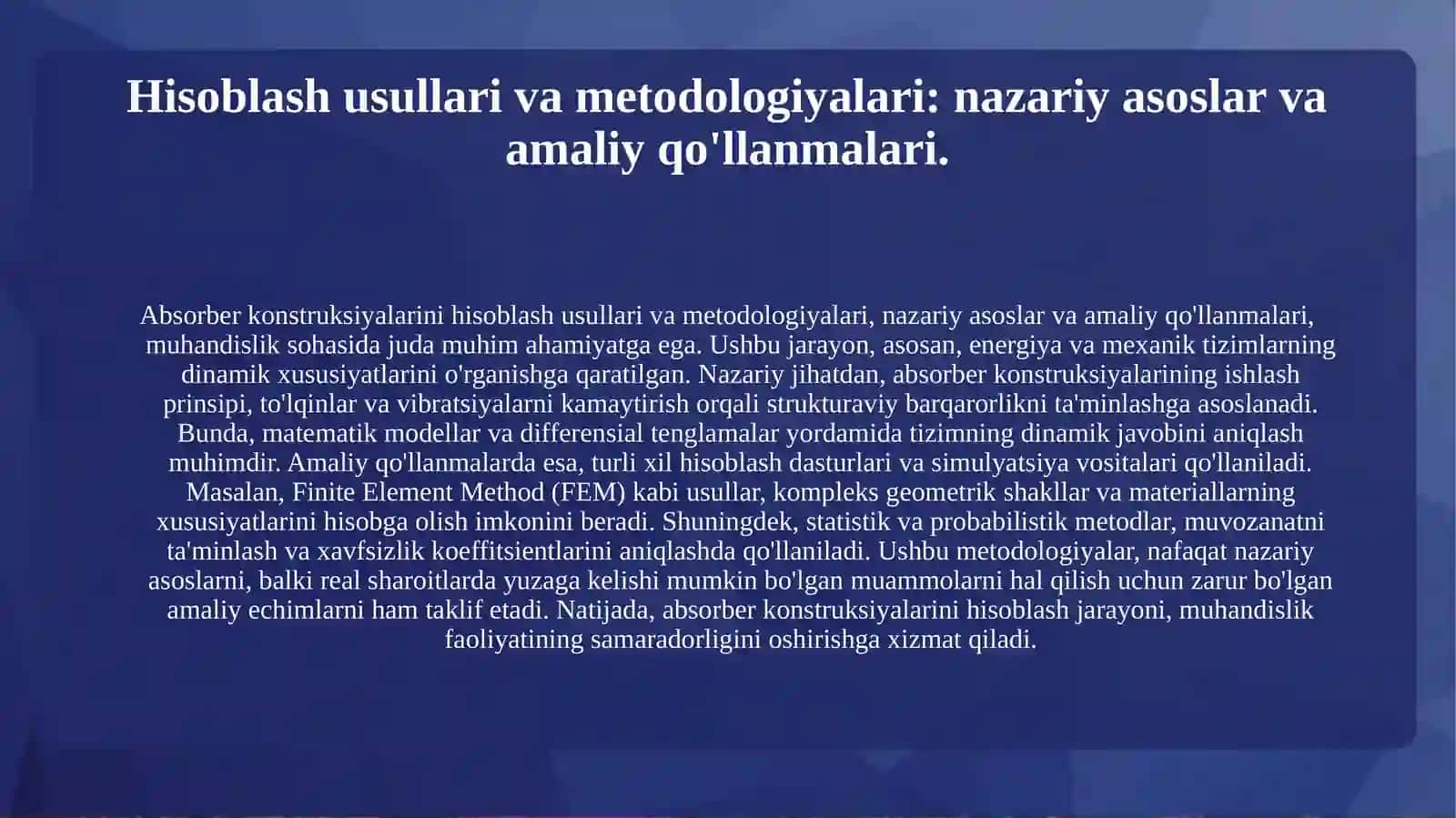 Absorber konstruksiyalarini hisoblash 3