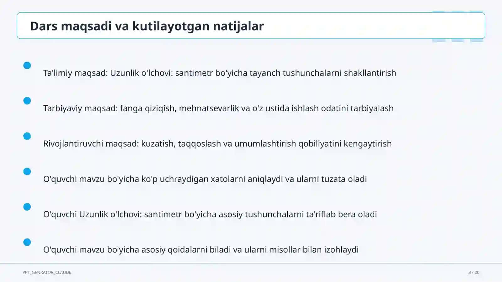 Boshlang'ich sinf: Matematika (1–4) — metodik birlashma uchun 3