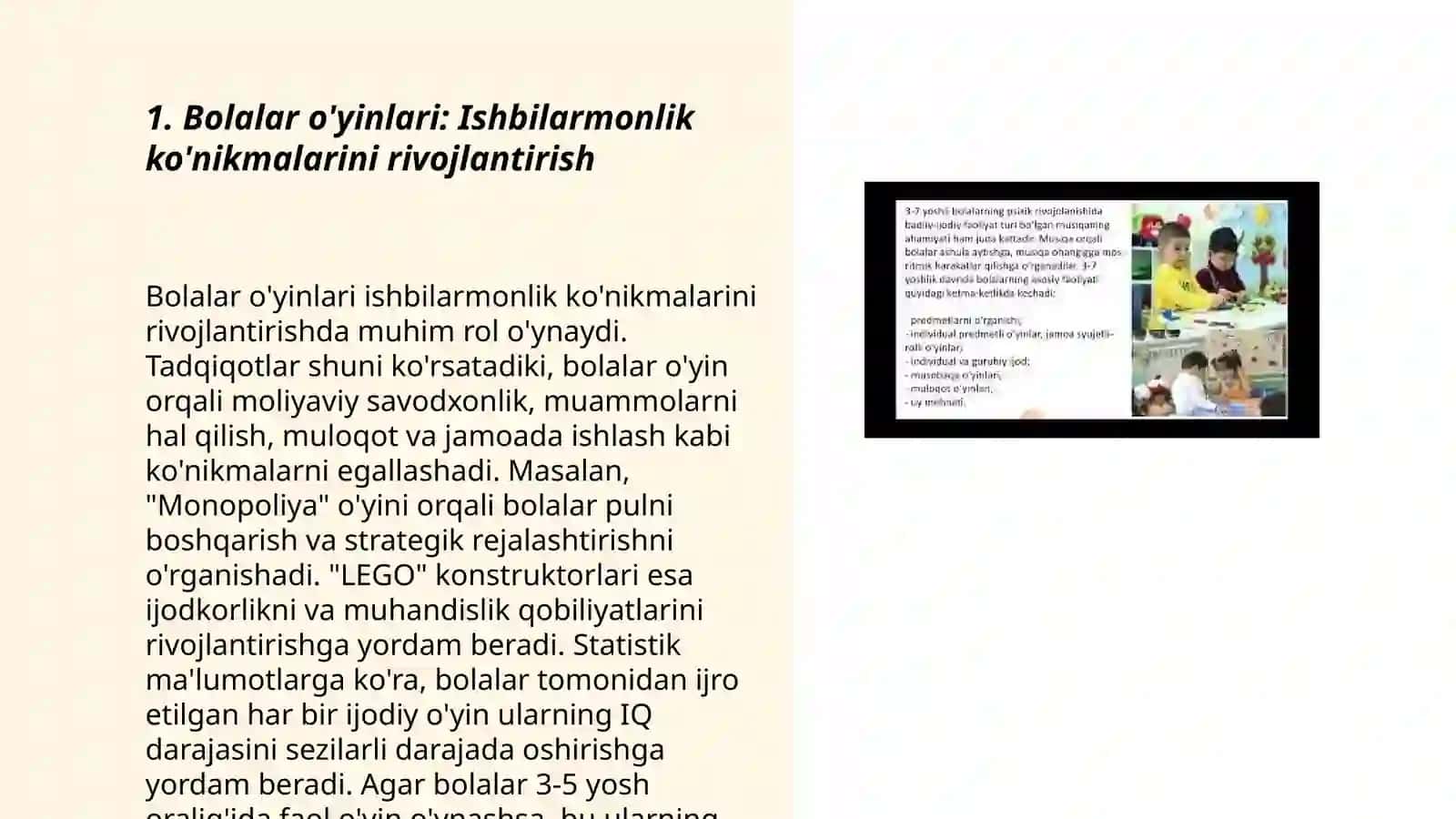 Bolalar o'yinlari: Ishbilarmonlik ko'nikmalarini rivojlantirish 3