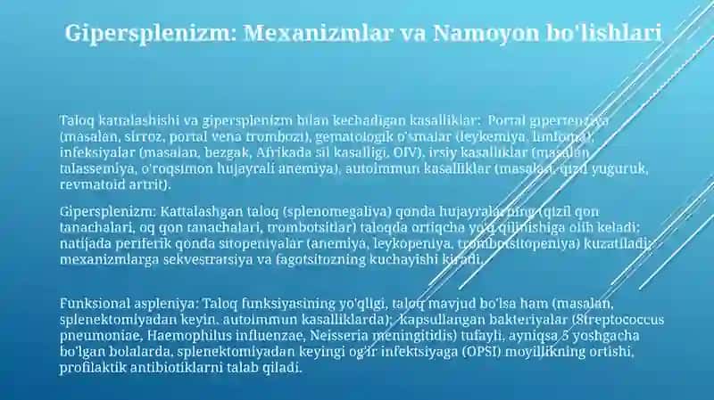 Talak kattalashishi va gipersplenizm bilan kechadigan kasalliklar 3