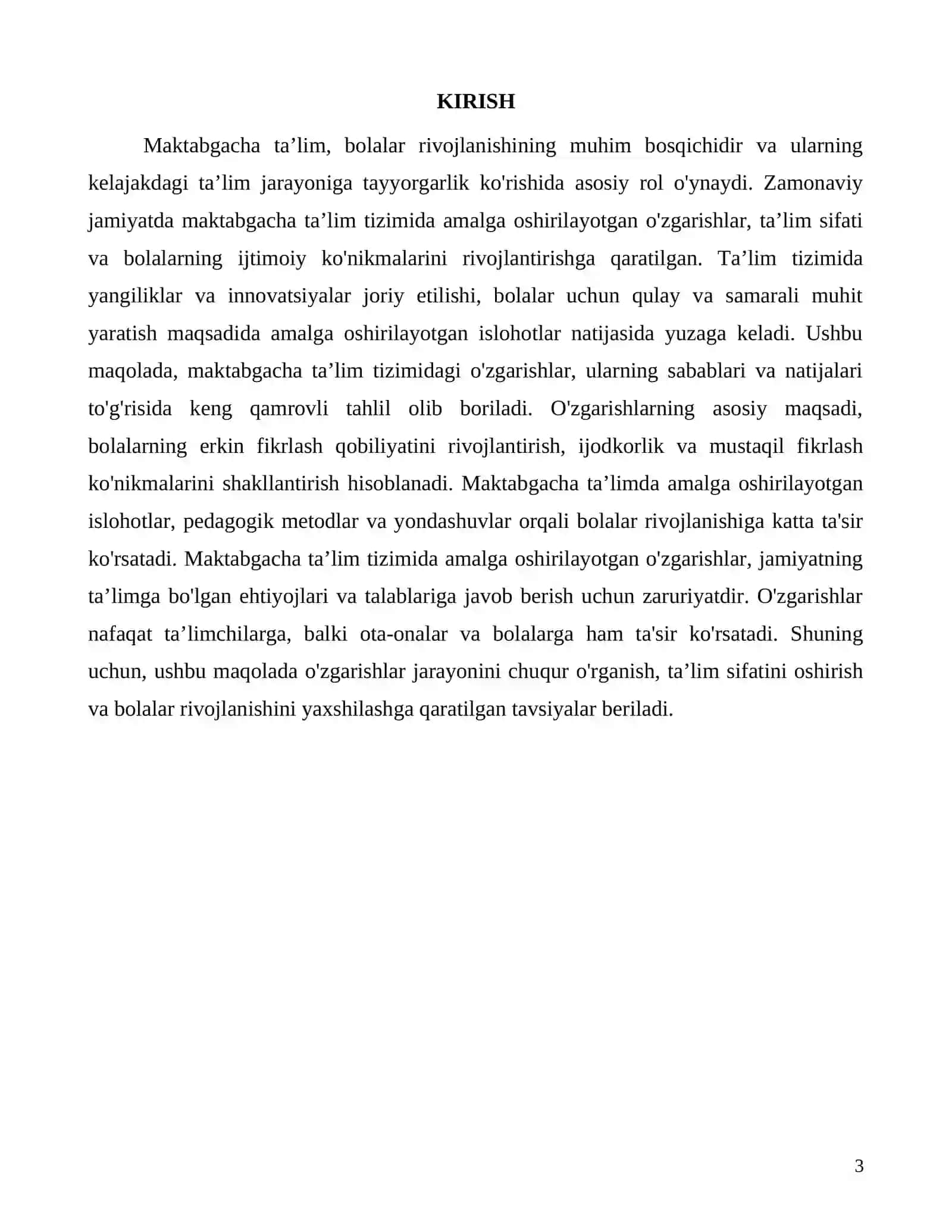 Maktabgacha taʼlimda o'zgarishlar va ularning ta'siri 3