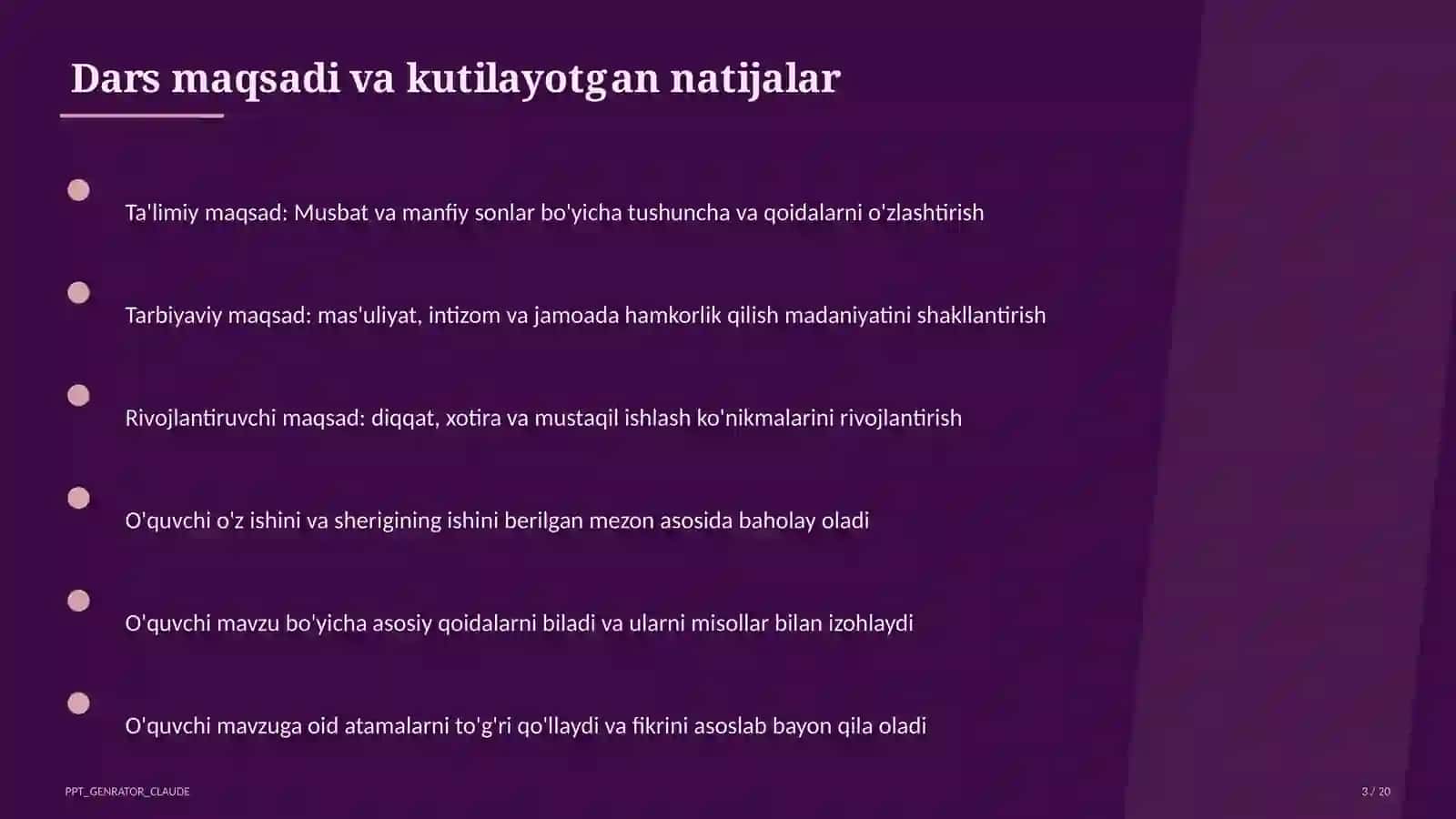 Musbat va manfiy sonlar (6-sinf) 3