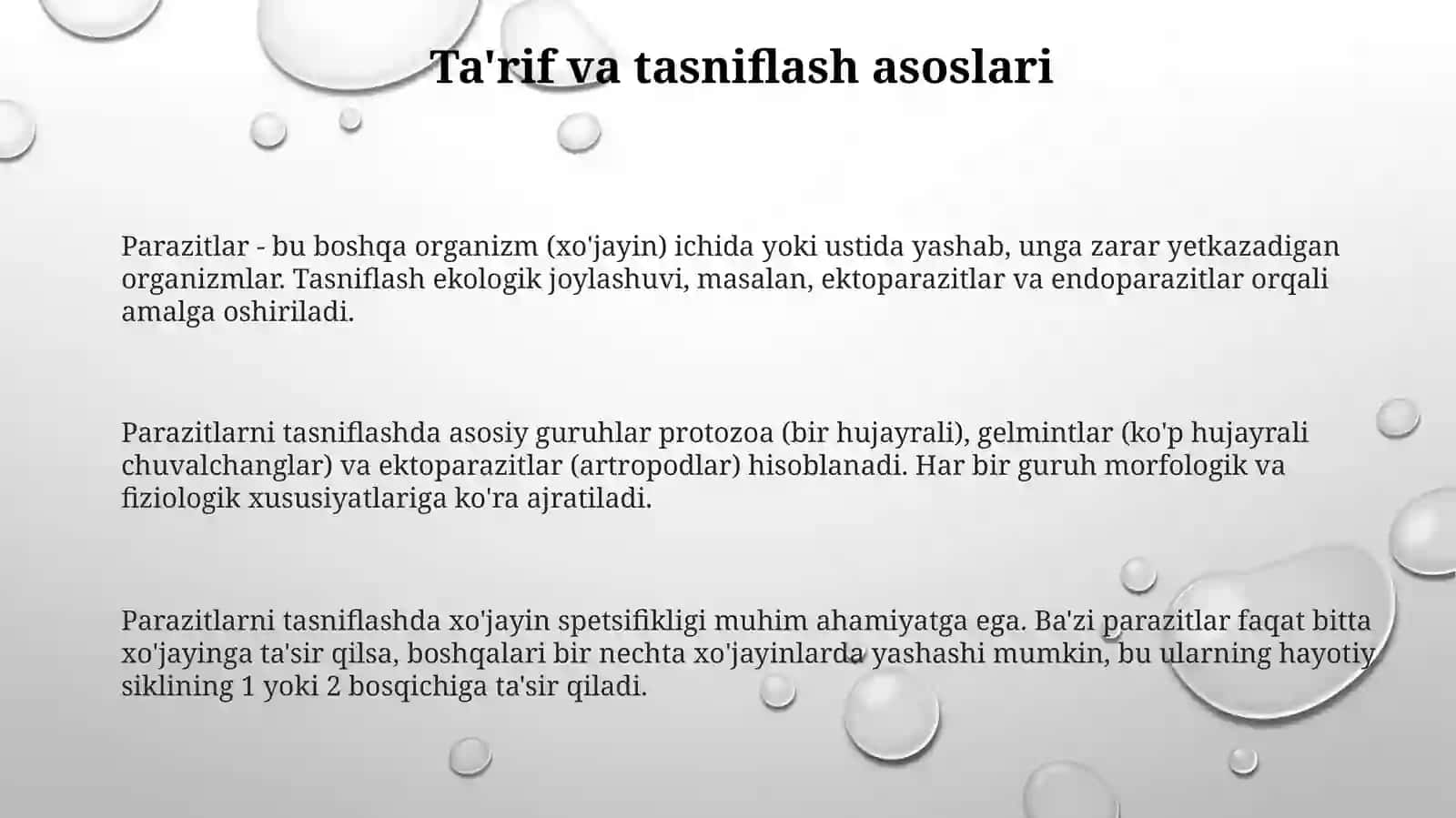 Parazit organizmlar klassifikatsiyasi 3