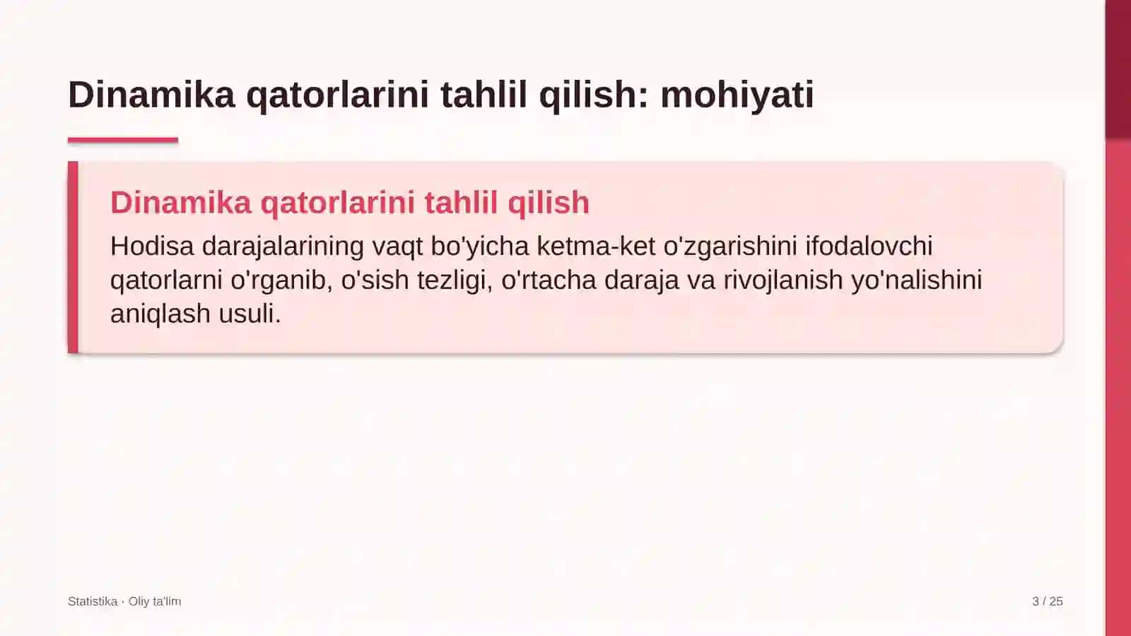 Dinamika qatorlarini tahlil qilish: mohiyati 3