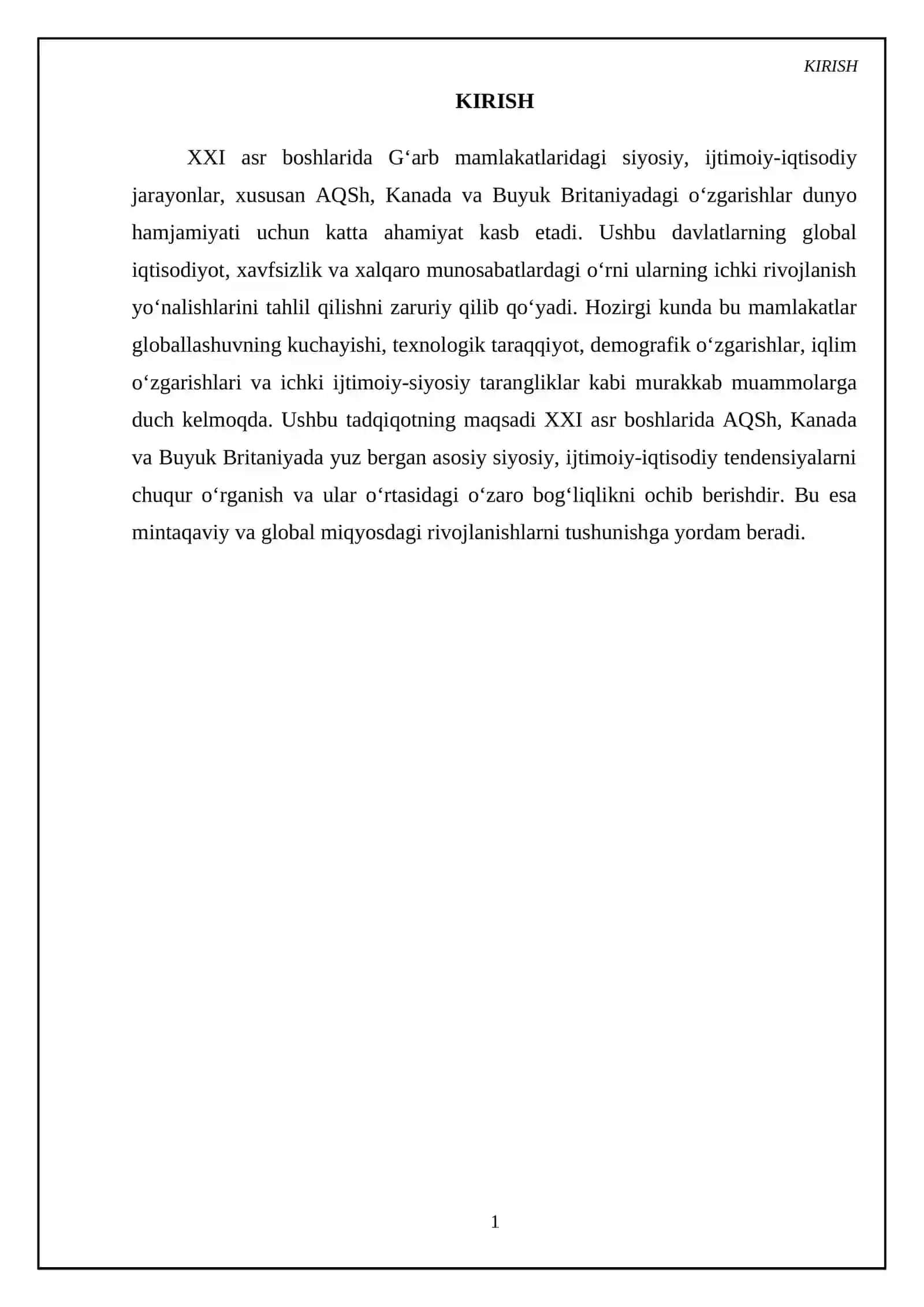 XX asr oxiri XXI asr boshlarida Gʻarb mamlakatlaridagi siyosiy,ijtimoiy-iqtisodiy jarayonlar. AQSh,Kanada, Buyuk Britaniya 3