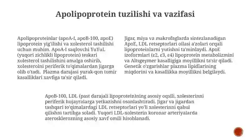 Apolipoproteinlar (apoA-I, apoB-100, apoE) 3