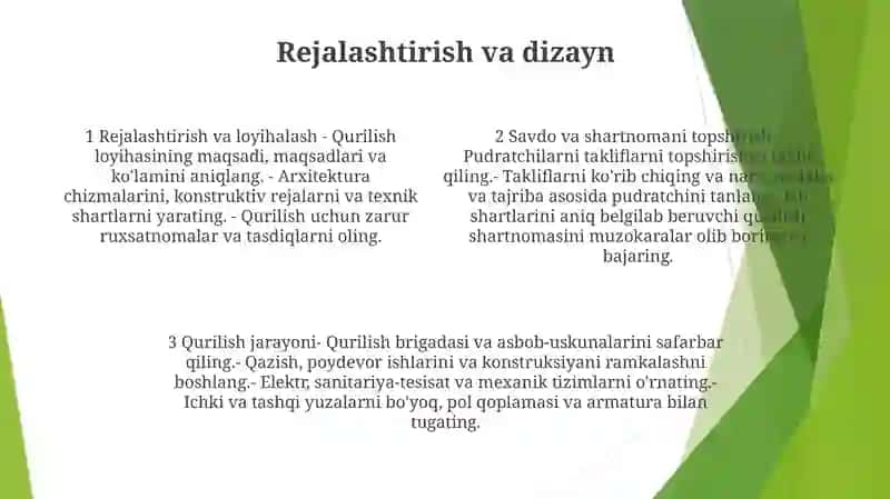 Ishlarni Bajarish Va Binoni Barpo Etish Ketma Ketligi 3