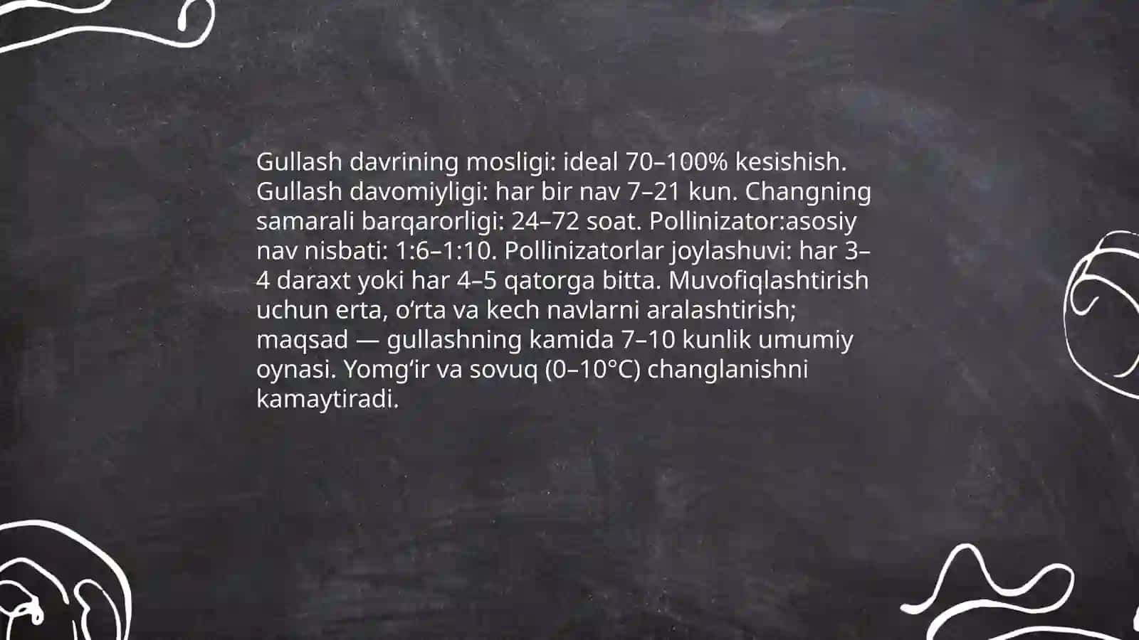Mevali ekin navlari uchun changlovchi nav tanlash 3