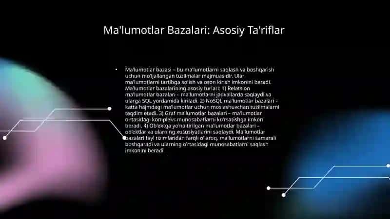 Ma'lumotlar bazalari va katta xajmdagi ma`lumotlar bilan ishlash texnologiyalari 3