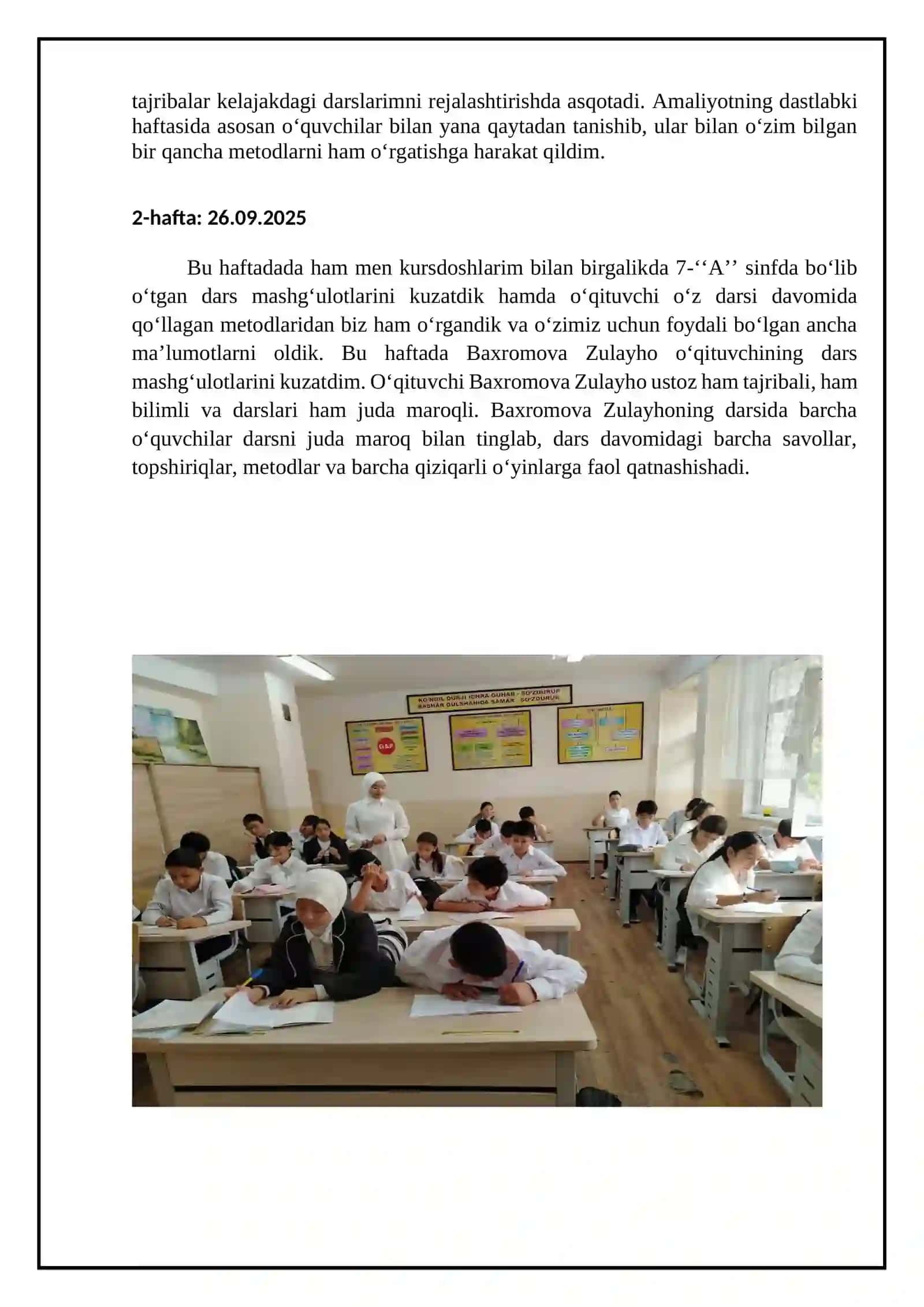 202-GURUH TALABASI UMBATQULOVA MAFTUNA SHAMSIDDIN QIZINING O‘QUV-TANISHUV AMALIYOTI YUZASIDAN HISOBOTI 3