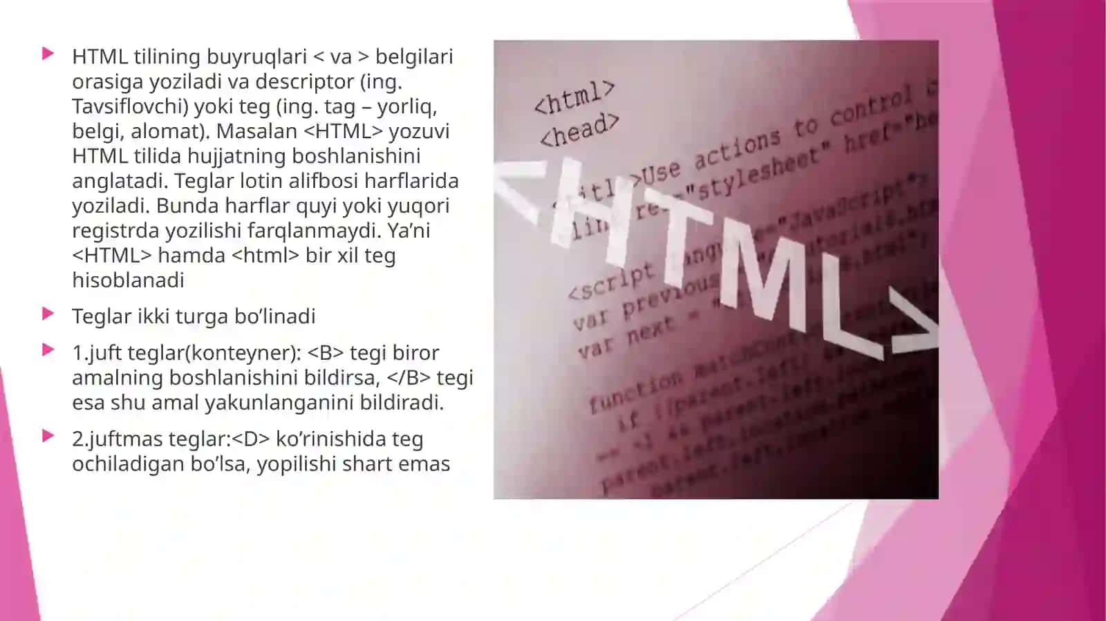 HTML ning asosiy tushunchalar 3