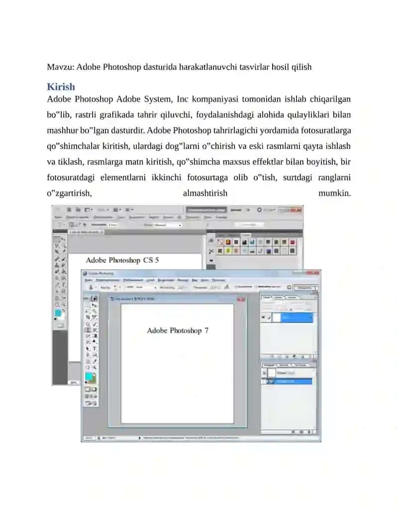 Adobe Photoshop dasturida harakatlanuvchi tasvirlar hosil qilish 3