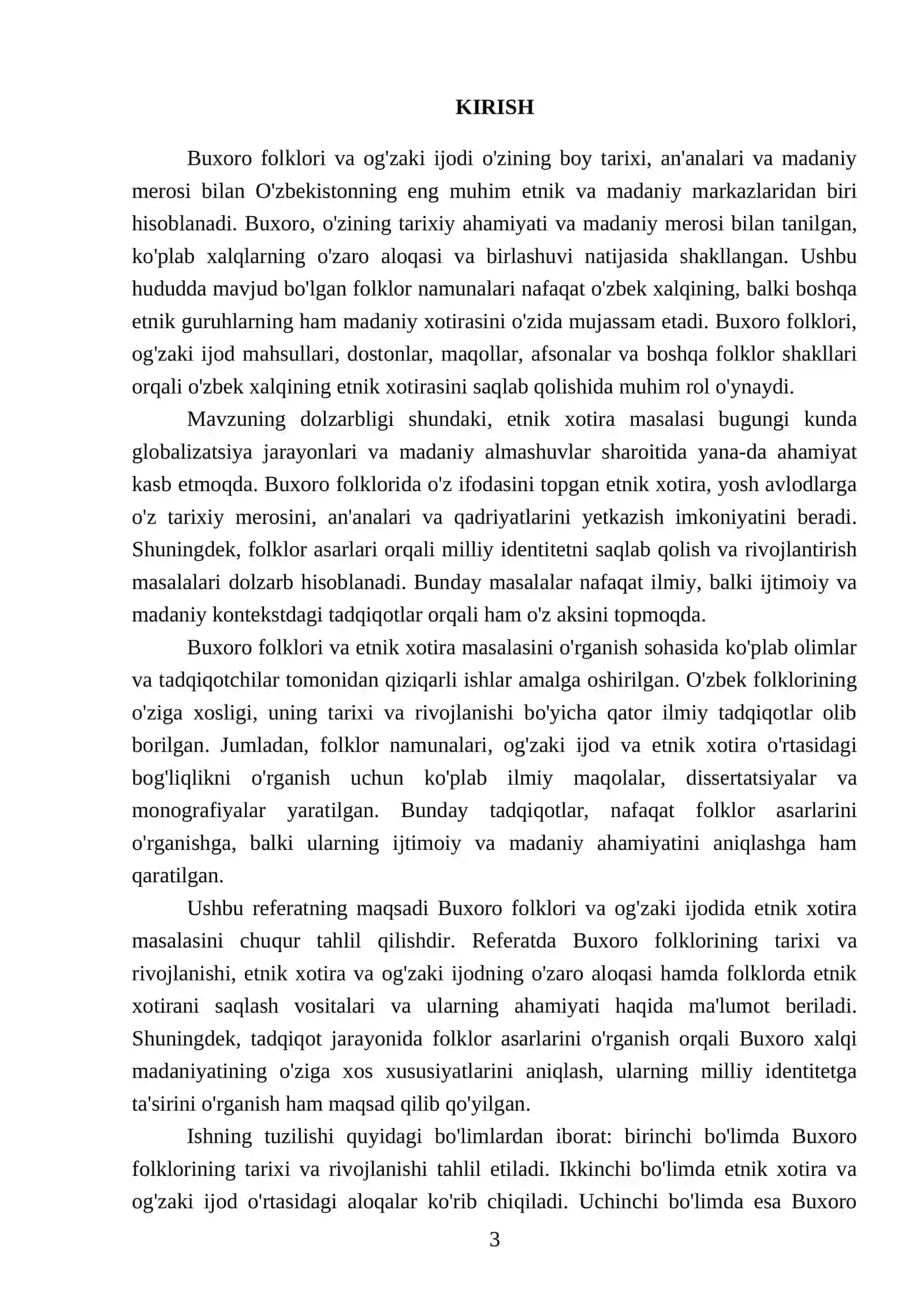 Mavzu: Buxoro folklori va ogʻzaki ijodida etnik xotira masalasi 3