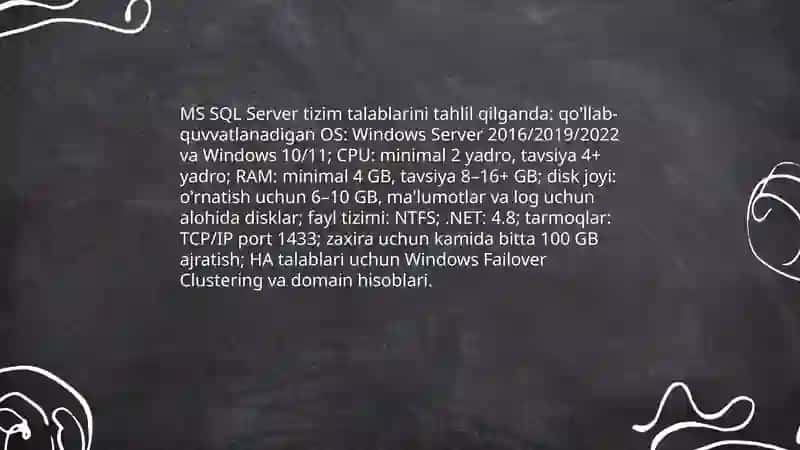 MS SQL Server ma'lumotlar bazasini boshqarish tizimi 3