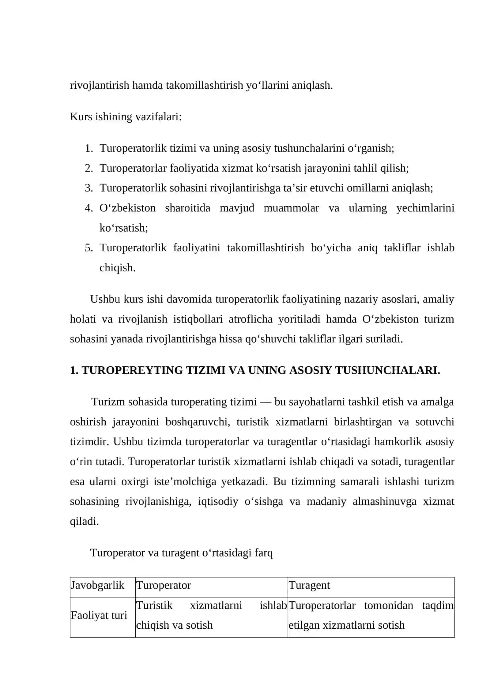 TUROPEREYTINGDA XIZMAT KO'RSATISHNI TASHKIL QILISH 3
