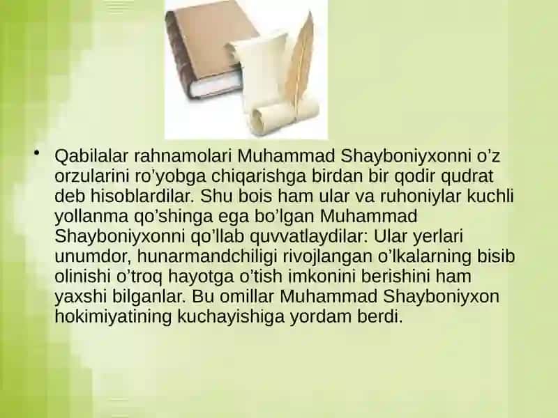 Dashti Qipchoq qabilalarining rahnamolari Abulxayrxon vafotidan so’ng boshlangan o’zaro qirg’inlarning yana takrorlanishi 3