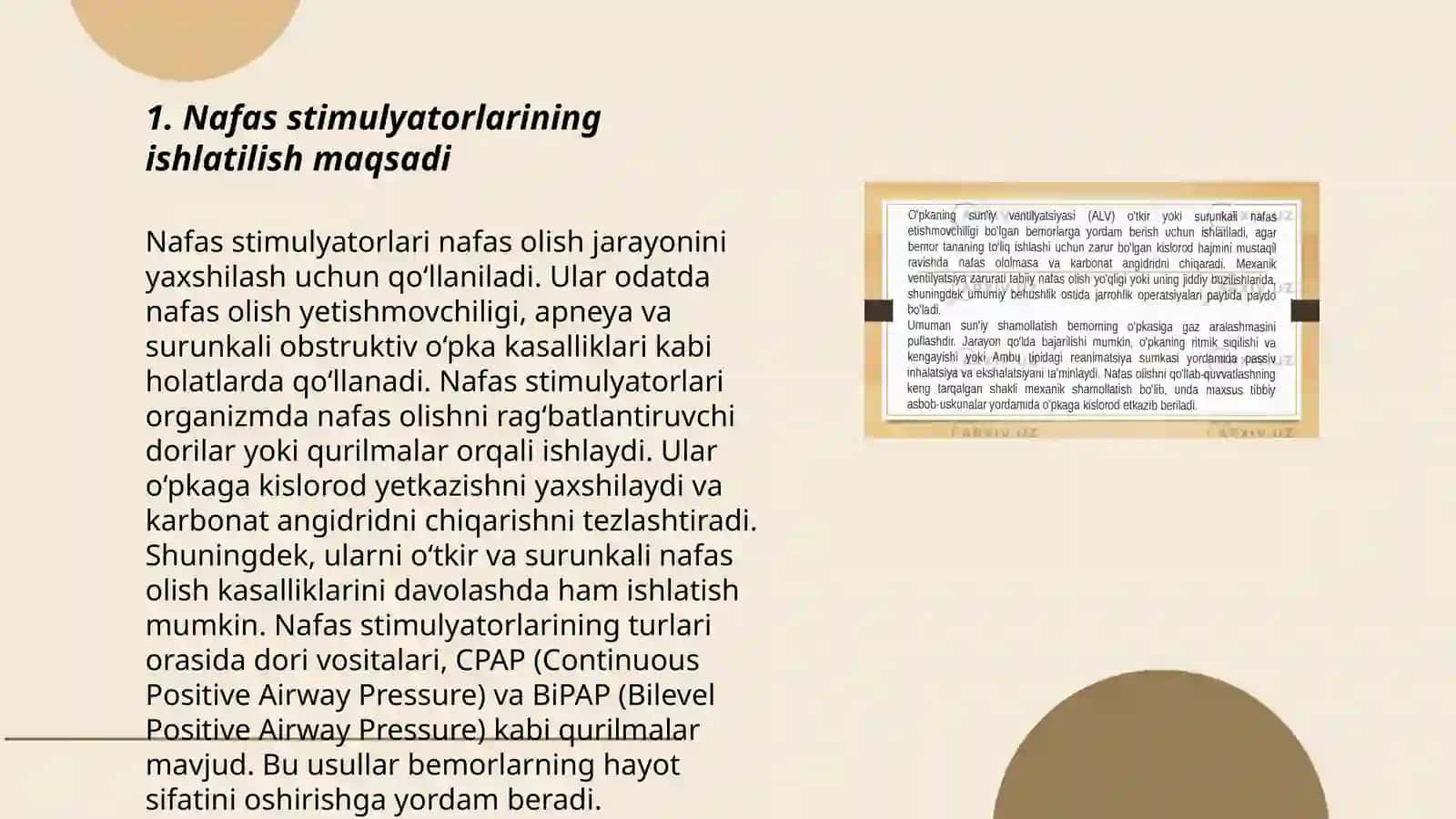 Nafas stimulyatorlari va bronxolitik vositalar 3