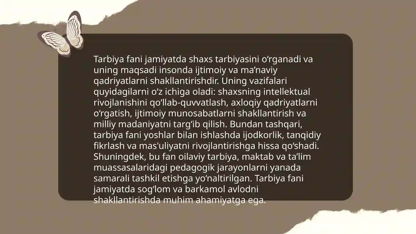 Umumiy õrta ta'lim muassasalarida õqitiladigan "Tarbiya" fanining õziga xos xususiyatlari 3