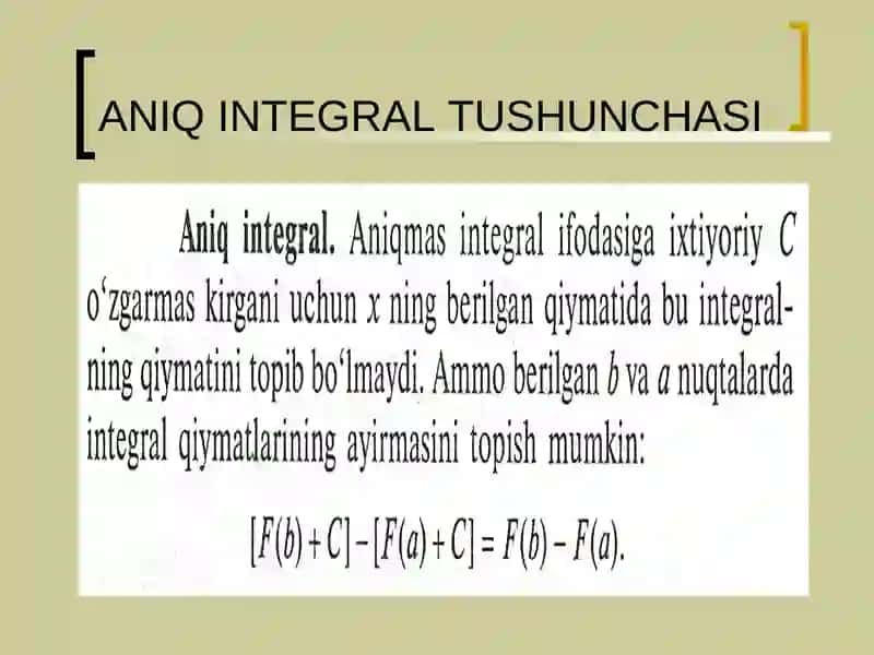 Aniq integralning xossalari 3